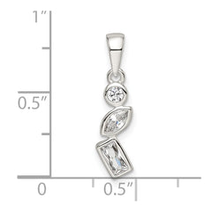 Sterling Silver Polished Geometric Shapes CZ Pendant