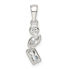 Sterling Silver Polished Geometric Shapes CZ Pendant