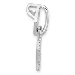 Pure Fire Sterling Silver Rhod-plated CZ Square Chain Slide Pendant