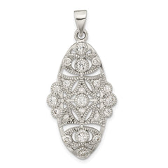 Sterling Silver Polished CZ Floral Pendant
