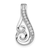 Sterling Silver Rh-plated Polished CZ Swirl Chain Slide
