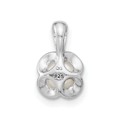Sterling Silver Rh-plated FWC Pearl Polished Flower Pendant