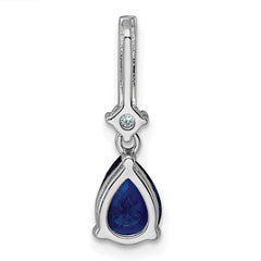 Sterling Silver Rhodium-plated CZ and Blue Glass Pendant - 4