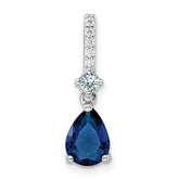 Sterling Silver Rhodium-plated CZ and Blue Glass Pendant - 4