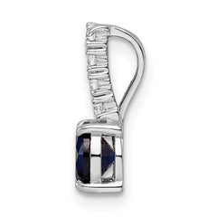 Sterling Silver Polished Rhodium-plated Cr. Blue Spinel and CZ Pendant