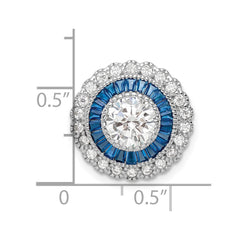 Sterling Silver Rhodium-plated Polished Blue & White CZ Round Chain Slide