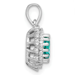 Sterling Silver Rhodium plated Teal & White CZ Pendant - 2
