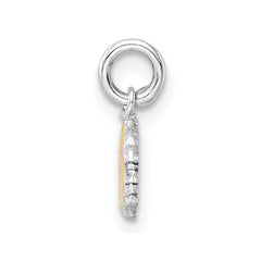 Sterling Silver Rhodium-plated Polished Pink and Orange Enameled Shell Children's Pendant