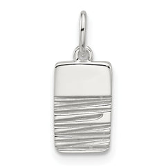 Sterling Silver E-coated Textured Rectangle Charm