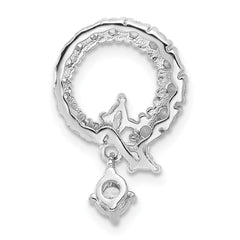 Sterling Silver Rhod-plated CZ Circle Chain Slide Pendant