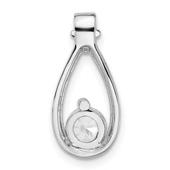 Sterling Silver Rhodium-plated with CZ Teardrop Shape Chain Slide