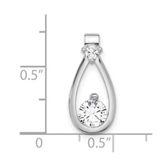 Sterling Silver Rhodium-plated with CZ Teardrop Shape Chain Slide