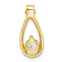 Sterling Silver Gold-tone with CZ Teardrop Shape Chain Slide