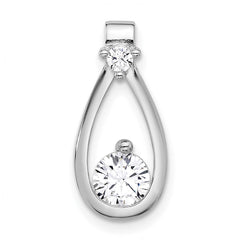 Sterling Silver Rhodium-plated with CZ Teardrop Shape Chain Slide