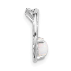 Sterling Silver Rhodium-plated Created Opal Chain Slide Pendant