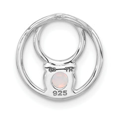 Sterling Silver Rhodium-plated Created Opal Chain Slide Pendant