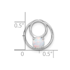 Sterling Silver Rhodium-plated Created Opal Chain Slide Pendant