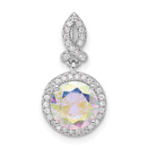 Sterling Silver Rhodium-plated Iridescent CZ Pendant