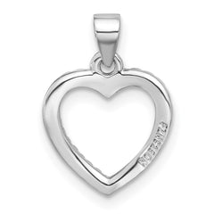 Sterling Silver Rhodium-plated CZ Heart Pendant - 11