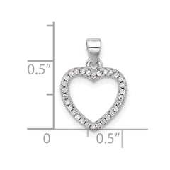 Sterling Silver Rhodium-plated CZ Heart Pendant - 11