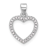 Sterling Silver Rhodium-plated CZ Heart Pendant - 11