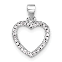 Sterling Silver Rhodium-plated CZ Heart Pendant - 11