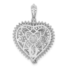 Sterling Silver Rhodium-plated CZ Heart Pendant - 2