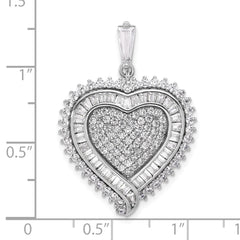 Sterling Silver Rhodium-plated CZ Heart Pendant - 2