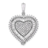 Sterling Silver Rhodium-plated CZ Heart Pendant - 2