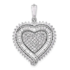 Sterling Silver Rhodium-plated CZ Heart Pendant - 2