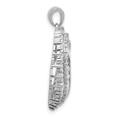 Sterling Silver Rhodium-plated CZ Heart Pendant - 12