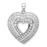 Sterling Silver Rhodium-plated CZ Heart Pendant - 12