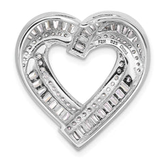 Sterling Silver Rhodium-plated CZ Heart Chain Slide Pendant