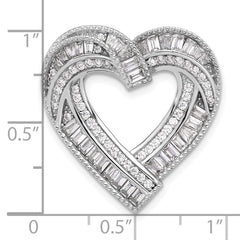 Sterling Silver Rhodium-plated CZ Heart Chain Slide Pendant