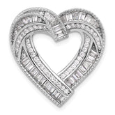 Sterling Silver Rhodium-plated CZ Heart Chain Slide Pendant