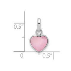 Sterling Silver Rhodium-plated Pink Mother of Pearl Heart Pendant