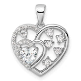 Sterling Silver Rhodium-plated CZ Heart Pendant - 13