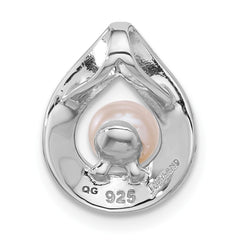 Sterling Silver Rose Gold-plated Brushed/Polished FWC Pearl Chain Slide