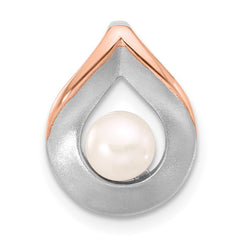 Sterling Silver Rose Gold-plated Brushed/Polished FWC Pearl Chain Slide