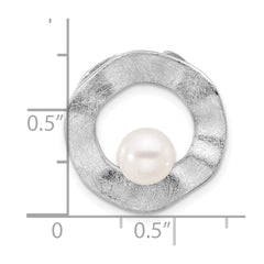 Sterling Silver Rhodium-plated FWC Pearl Scratch Finish Pendant