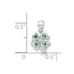 Sterling Silver RH-plated Emerald Four Leaf Clover Pendant
