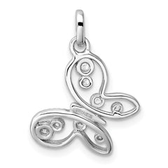Sterling Silver Rhodium-plated CZ Butterfly Pendant - 5