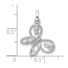 Sterling Silver Rhodium-plated CZ Butterfly Pendant - 5