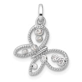 Sterling Silver Rhodium-plated CZ Butterfly Pendant - 5