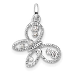 Sterling Silver Rhodium-plated CZ Butterfly Pendant - 5