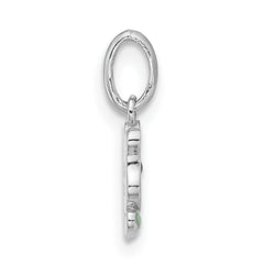 Sterling Silver RH-plated Pink & Green Enamel Tulip Children's Pendant