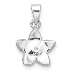 Sterling Silver Rhod-plated Pink Enamel & CZ Flower Children's Pendant