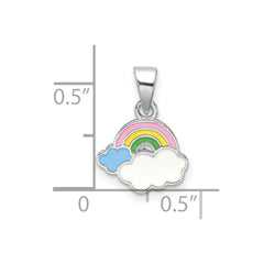 Sterling Silver RH-plated Multi-color Enamel Rainbow Children's Pendant