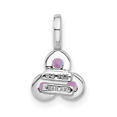 Sterling Silver Rhodium-plated Amethyst Pendant - 7