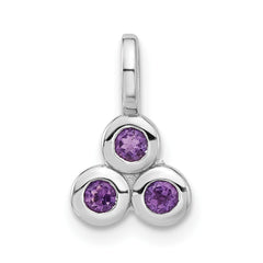 Sterling Silver Rhodium-plated Amethyst Pendant - 7